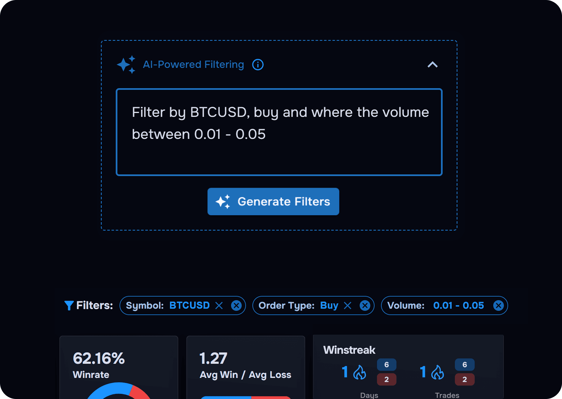 AI 기반 성과 필터링 인터페이스
