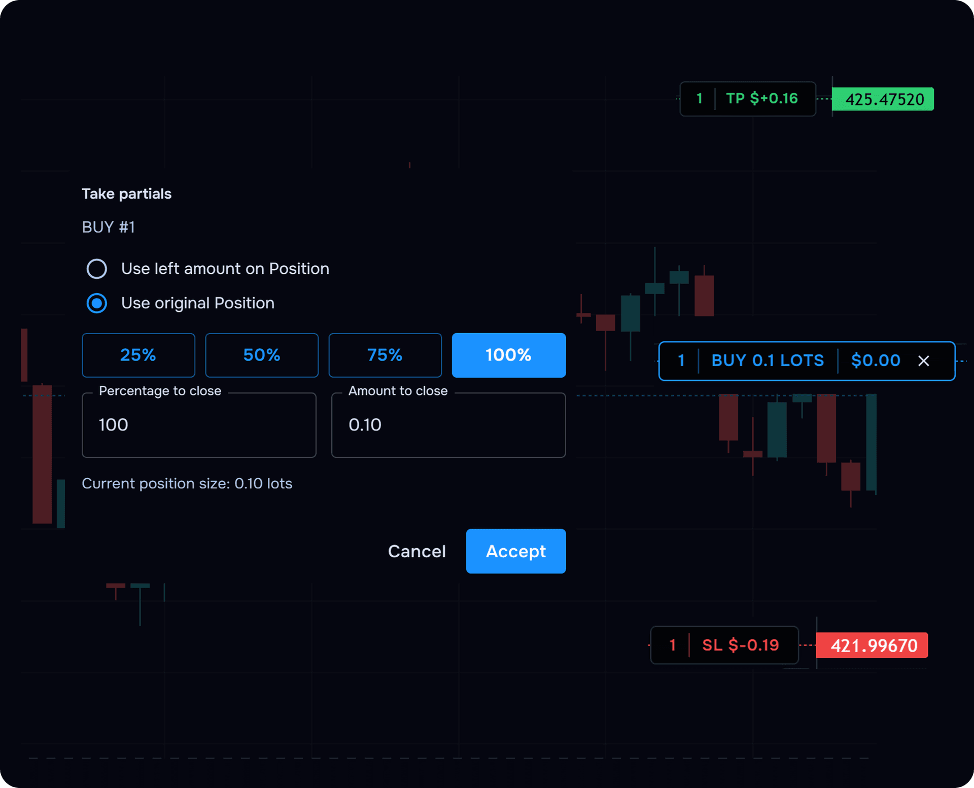 Halimbawa ng pag-execute ng trade