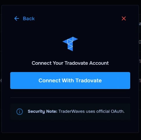 TraderWaves Tradovate connect — start OAuth from the app