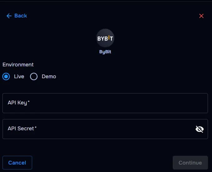 TraderWaves Bybit connection confirmed in account list