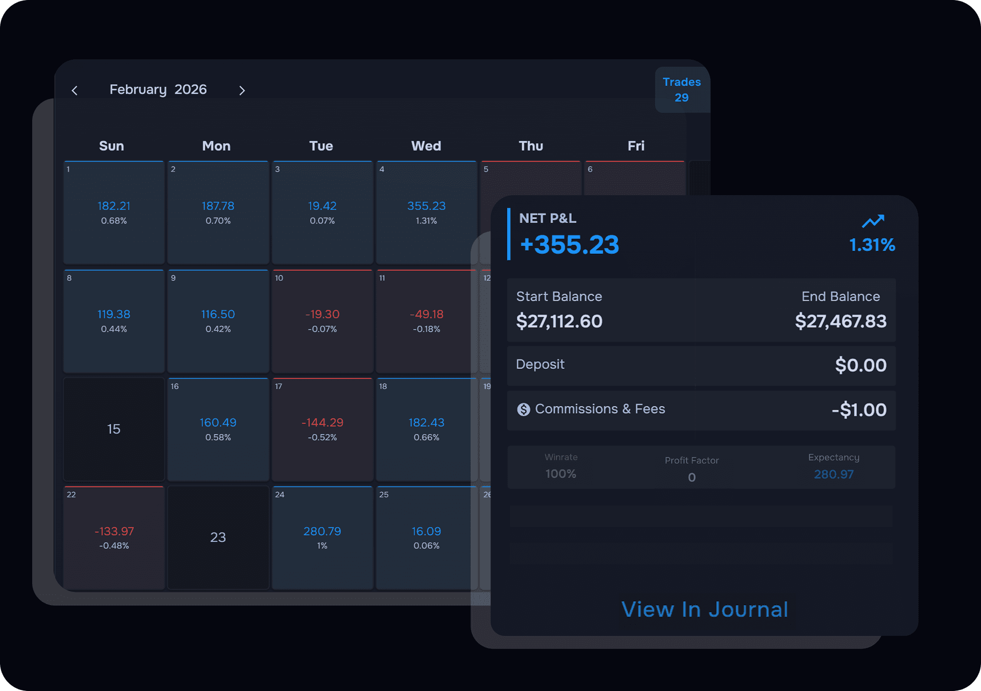 거래 일지 달력 뷰