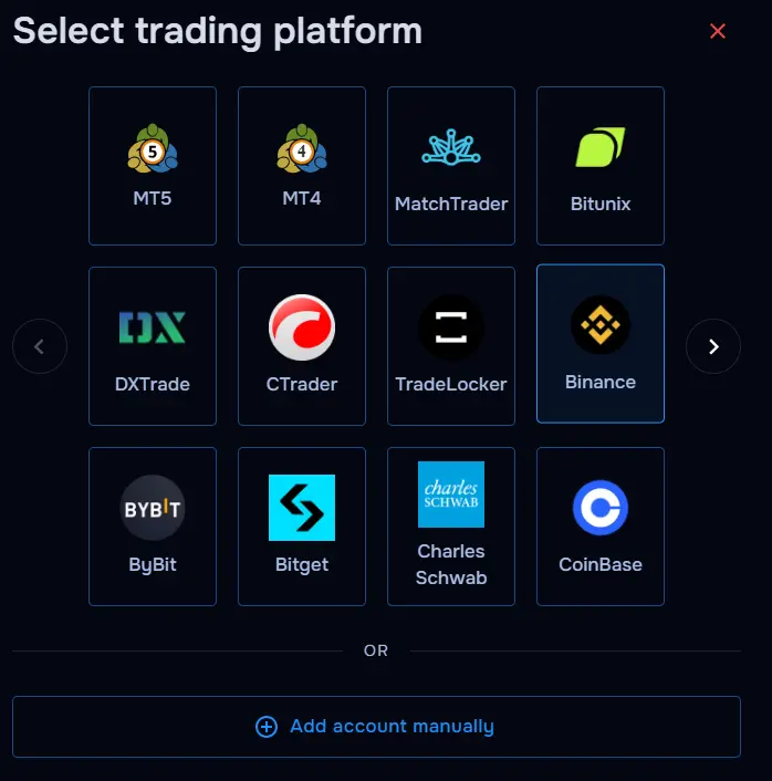 TraderWaves Binance API connection form