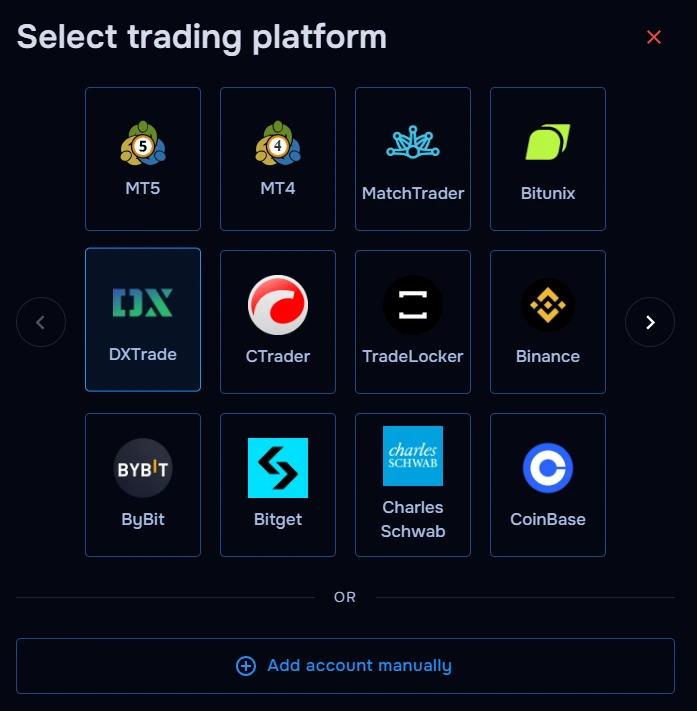TraderWaves DXTrade login form