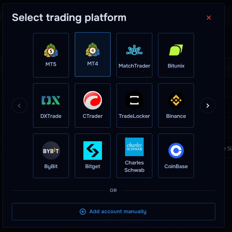 TraderWaves MT4 connection modal