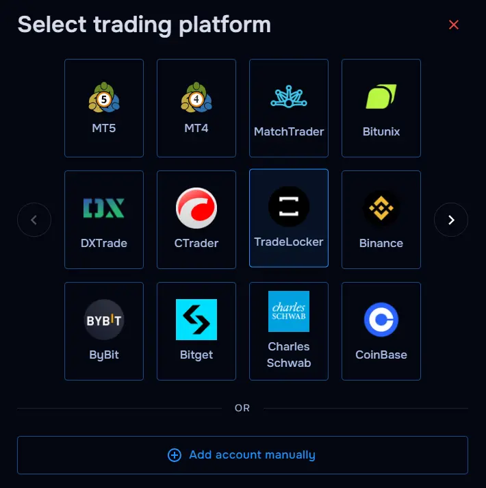 TraderWaves TradeLocker connection form